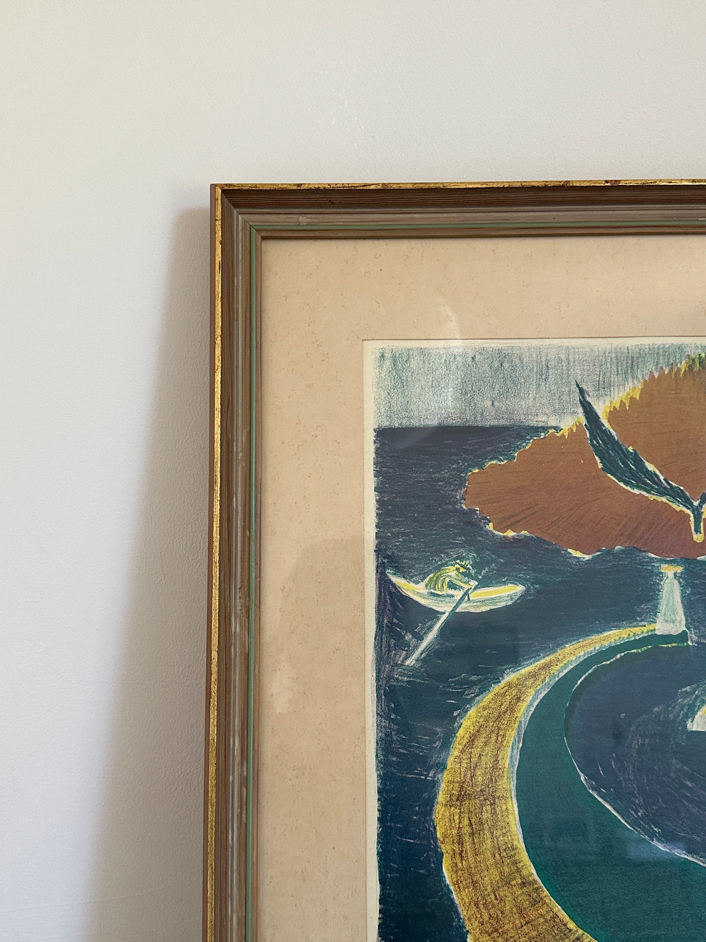 Green Pier, 1955 Swedish Signed Colour Lithograph, Limited Edition 74/75