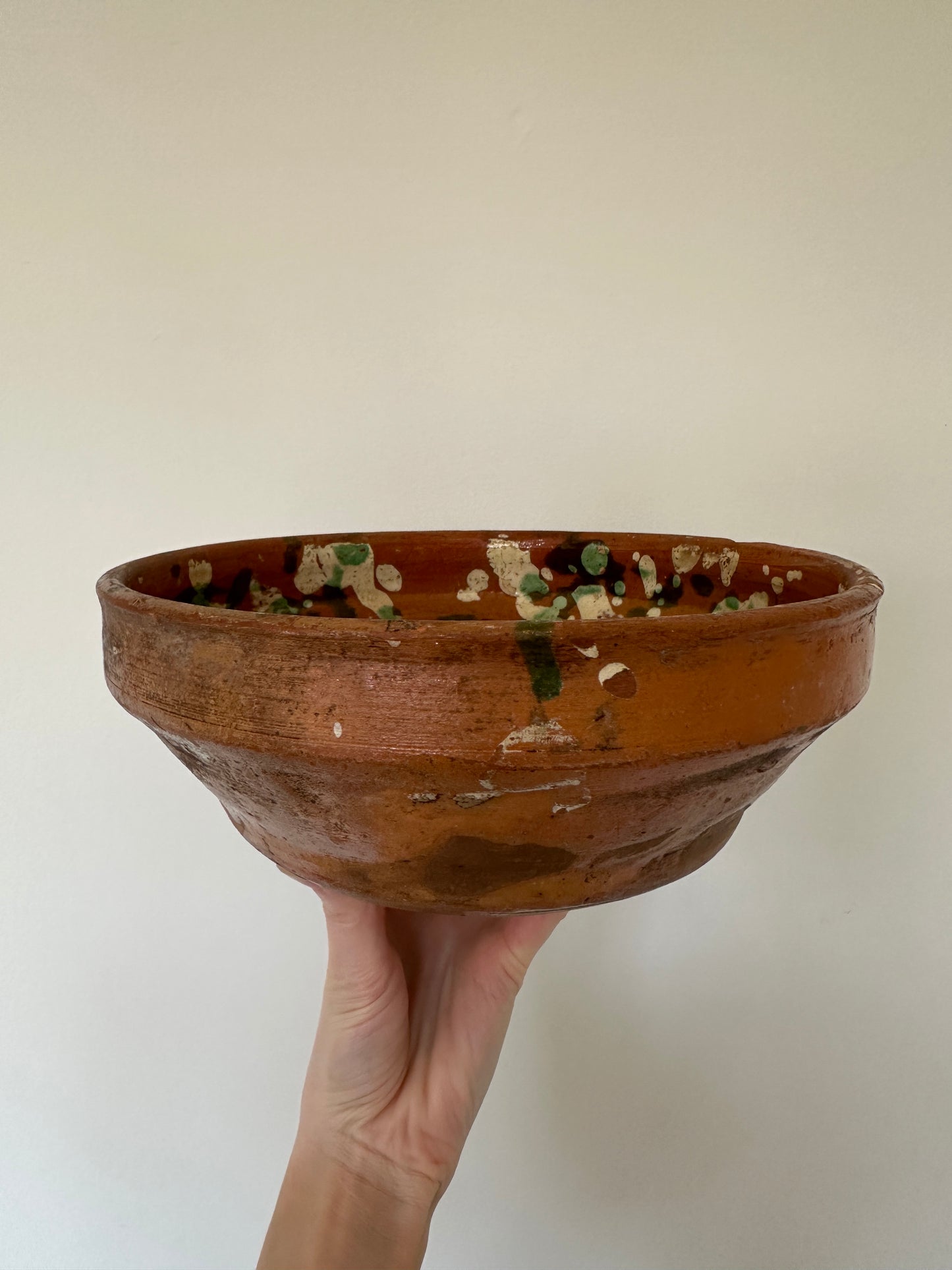 Splatterware Terracotta Serving Bowl