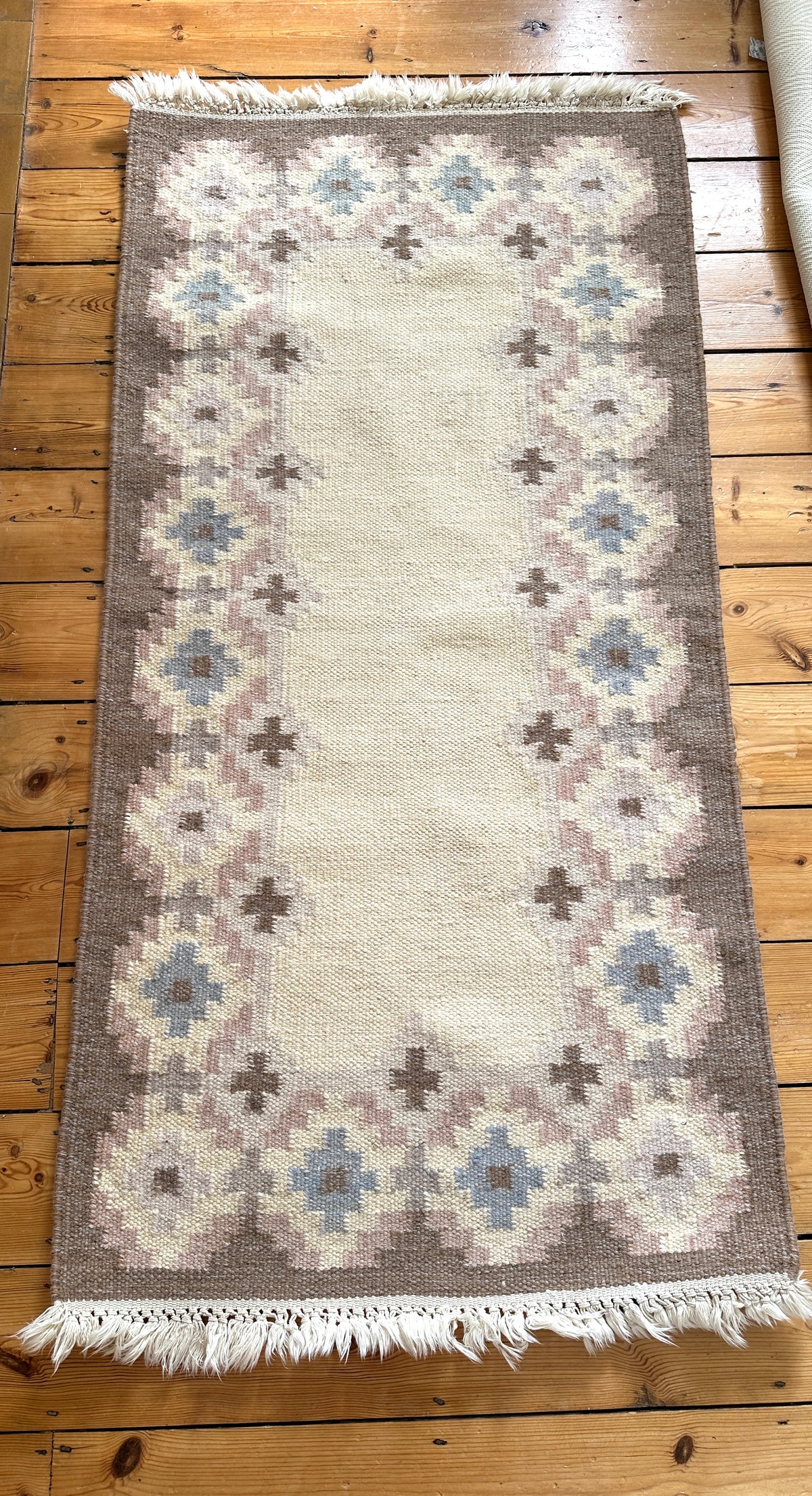 Vintage Swedish Small Flatweave Rug