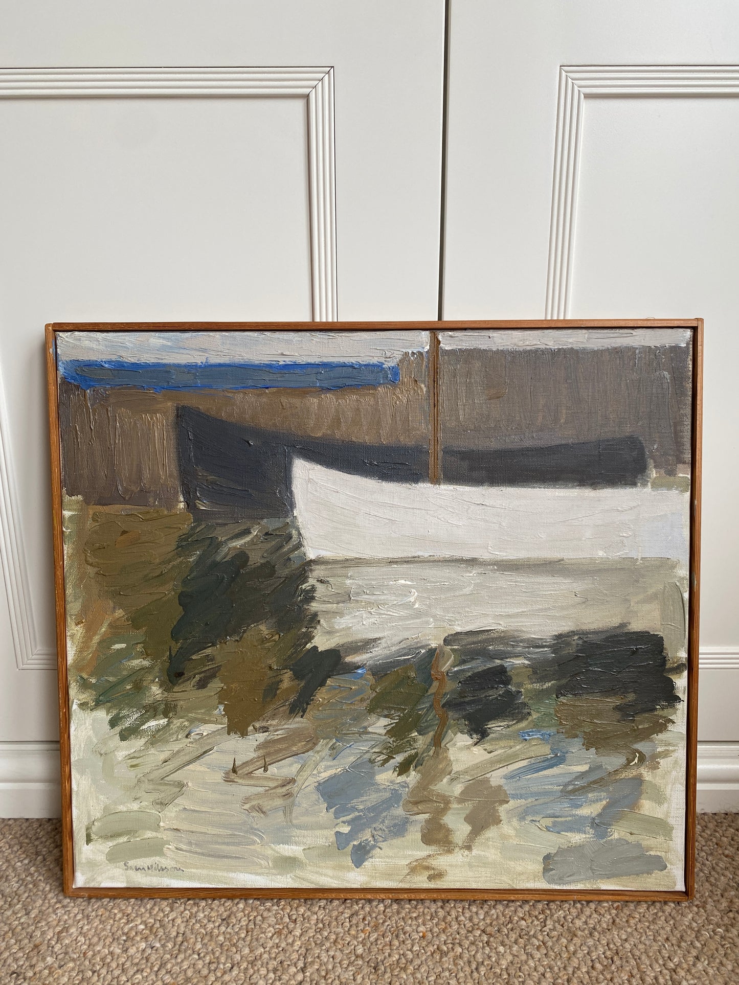 Sailboats, Swedish Mid-century Oil Painting, Signed