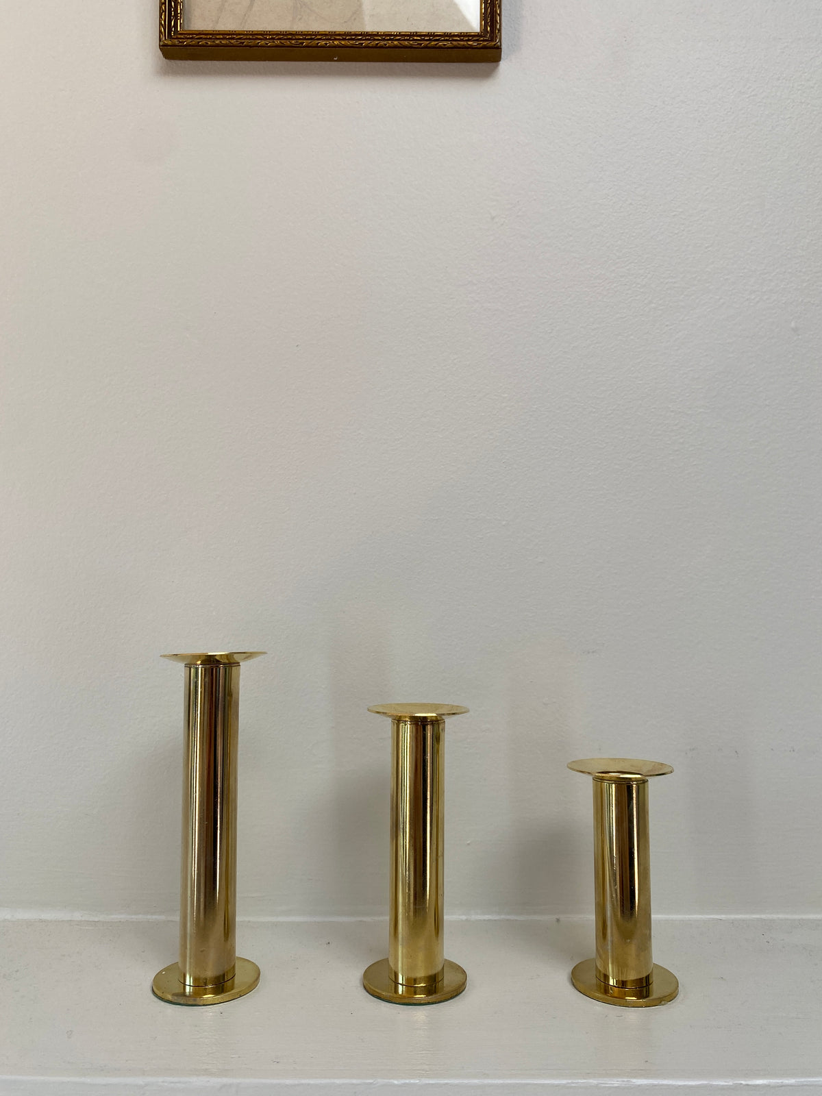 Vintage Swedish Gold-Toned Candle Holders, Set of 3