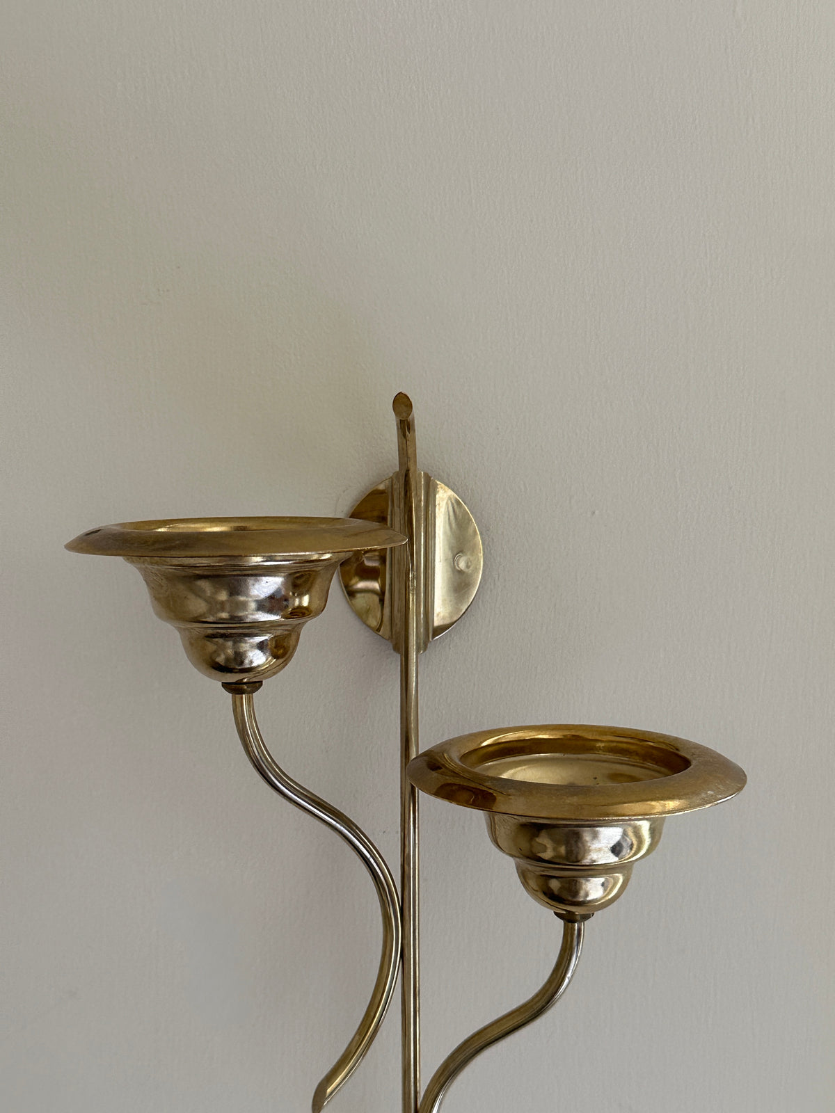 Vintage Swedish Double-Arm Candle Wall Sconce
