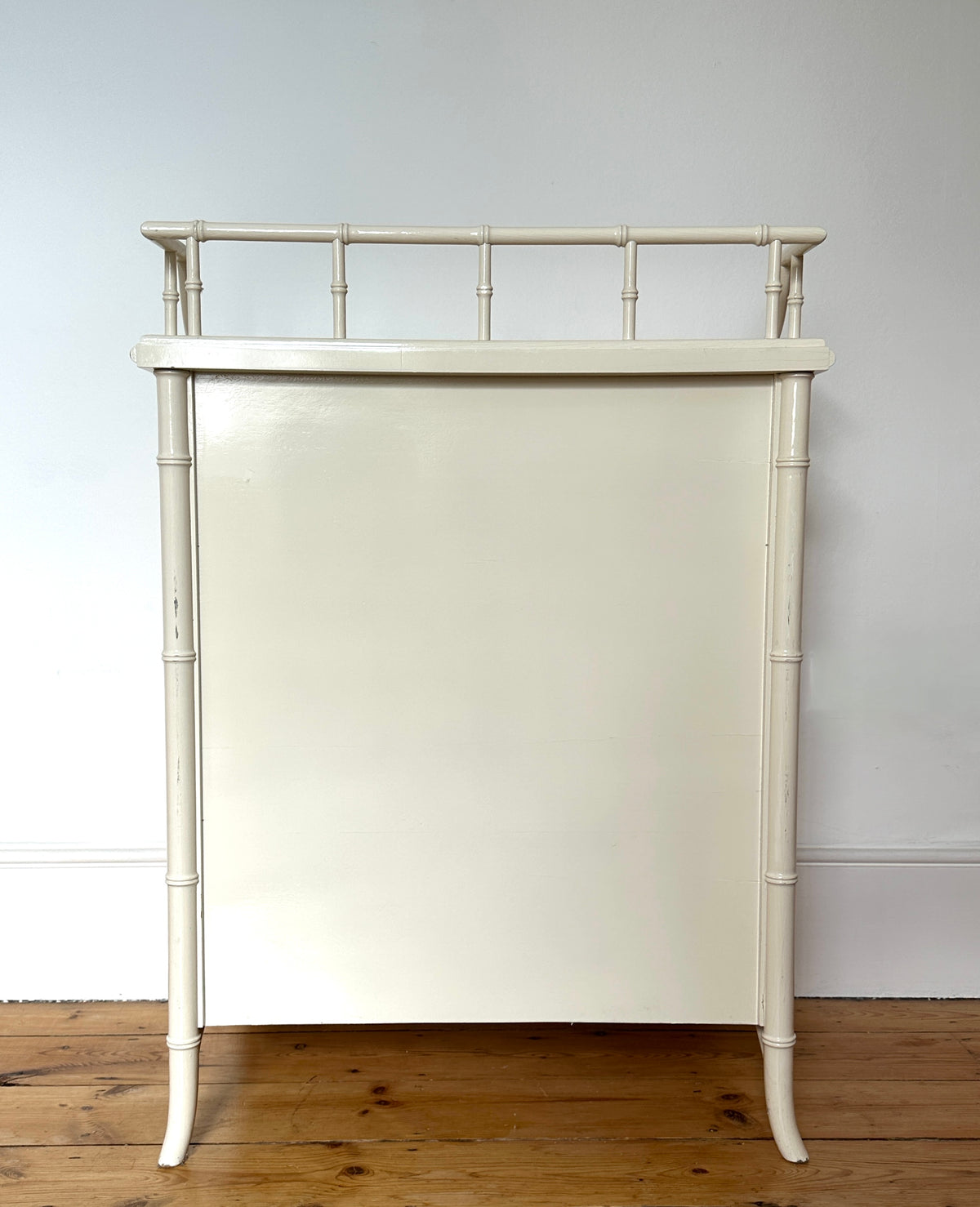Vintage Harrods White Faux Bamboo Chest of Drawers
