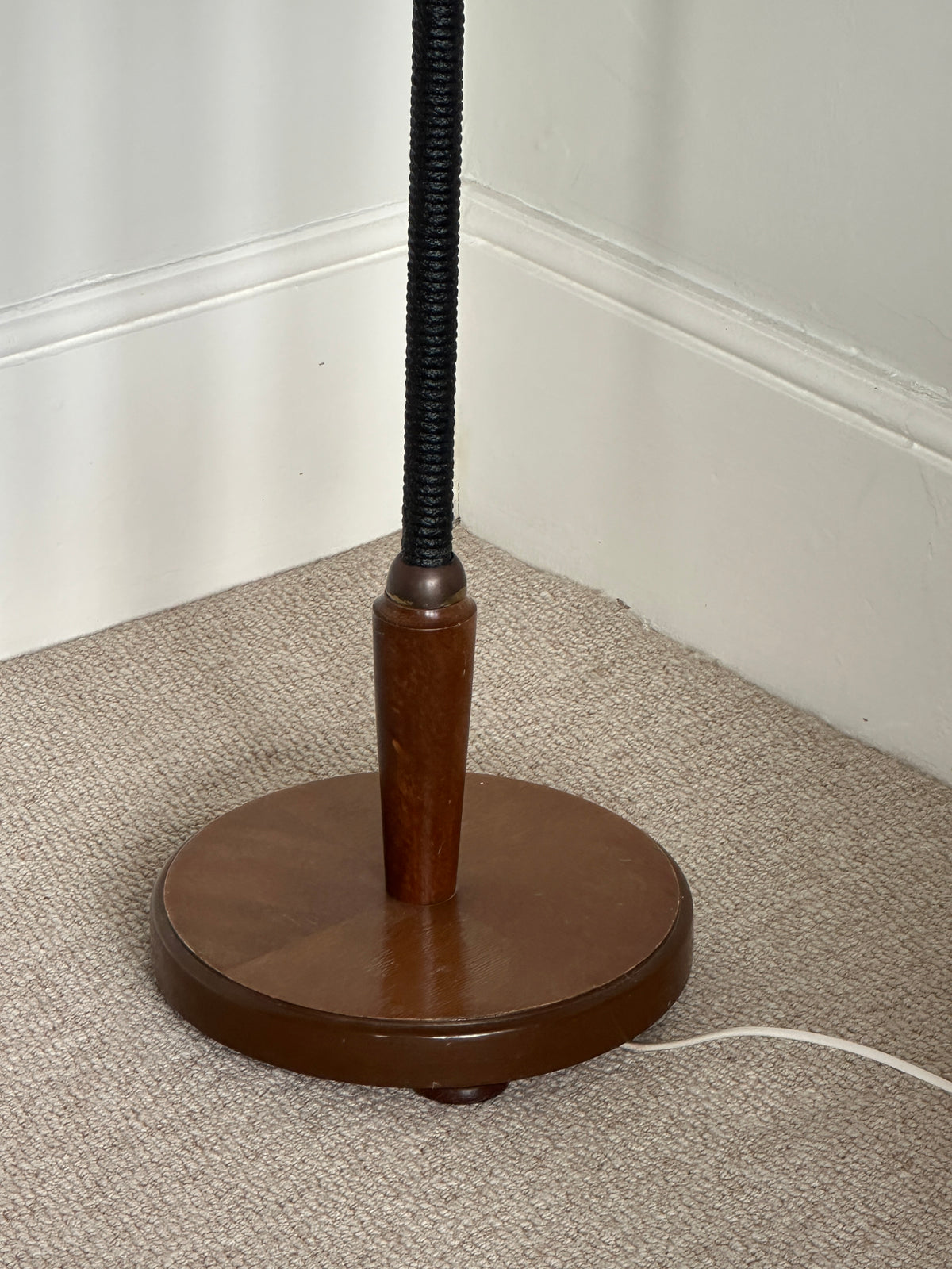 Mid Century Danish Teak Floor Lamp with Pleated Shade