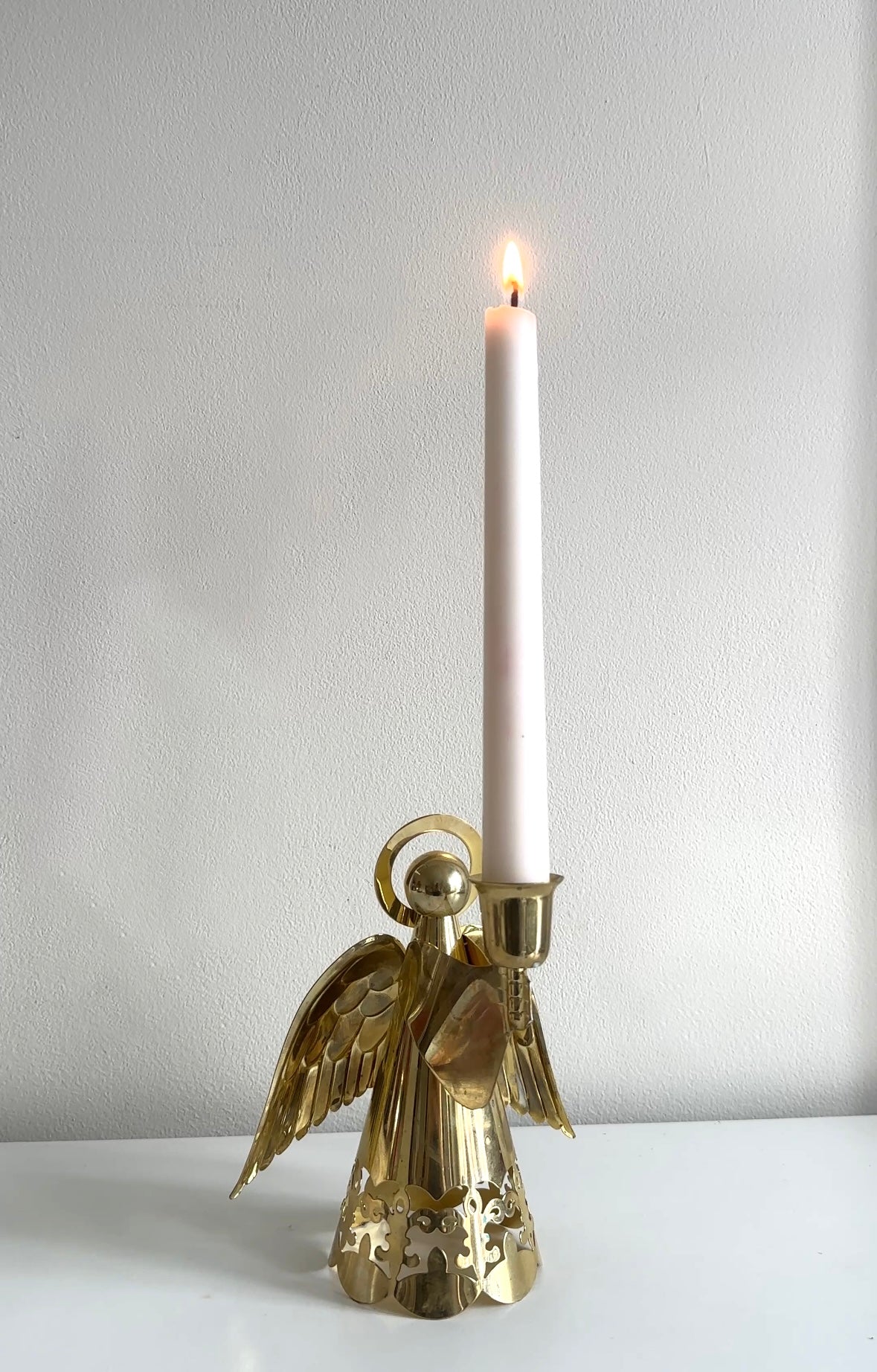 Vintage Brass Angel Candleholder