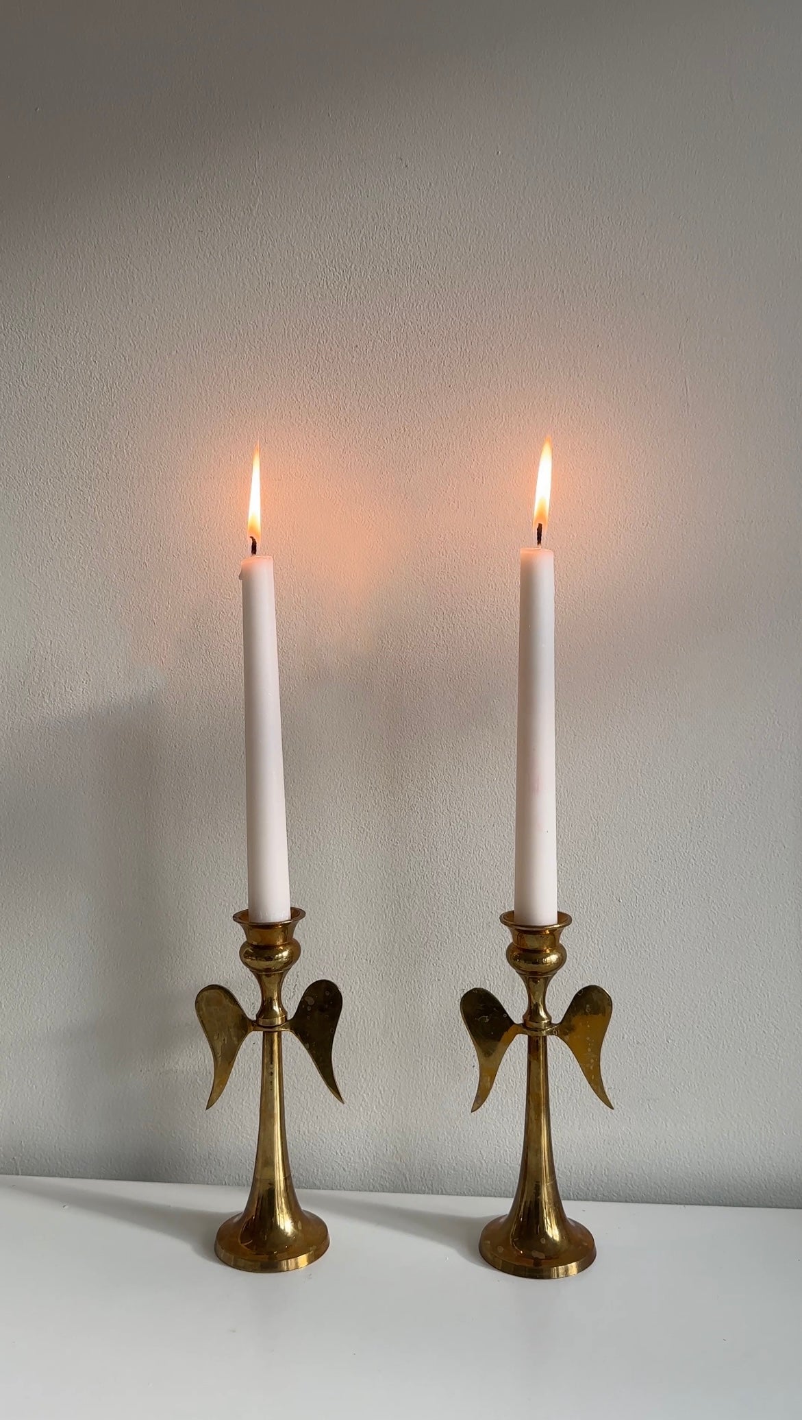 Vintage Brass Angel Candlesticks