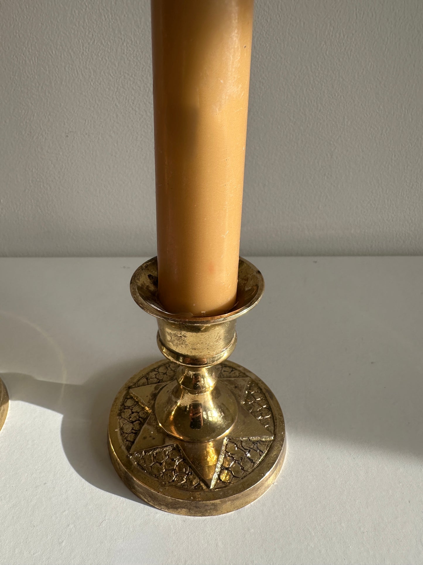 Vintage Brass Star/Sun Candleholders