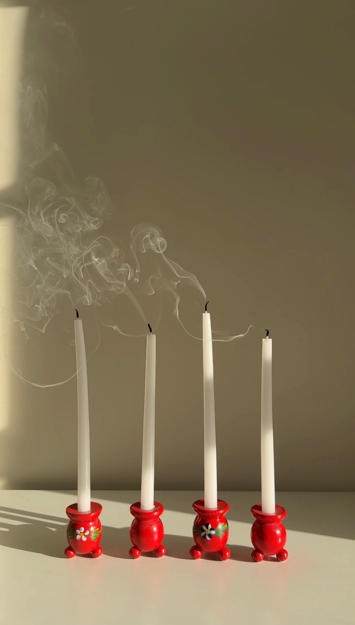 Vintage Set of Small Bobbin Candle Holders