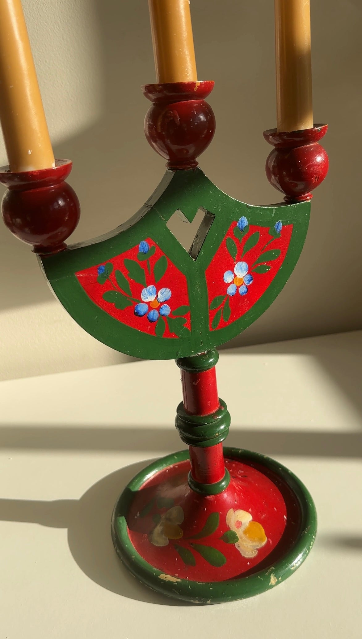 Vintage Swedish Hand-painted Candelabra