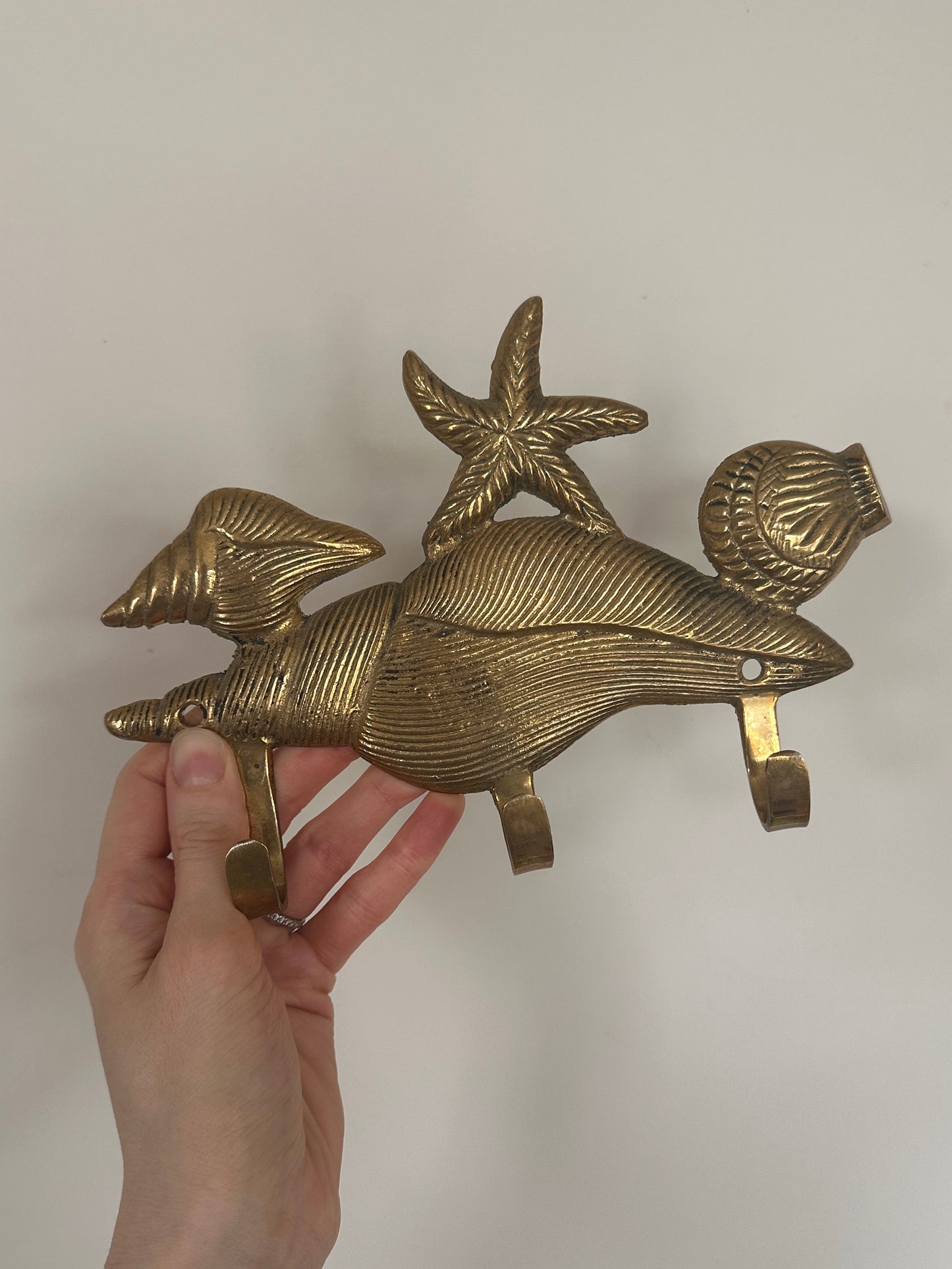 Vintage Brass Shell Hook