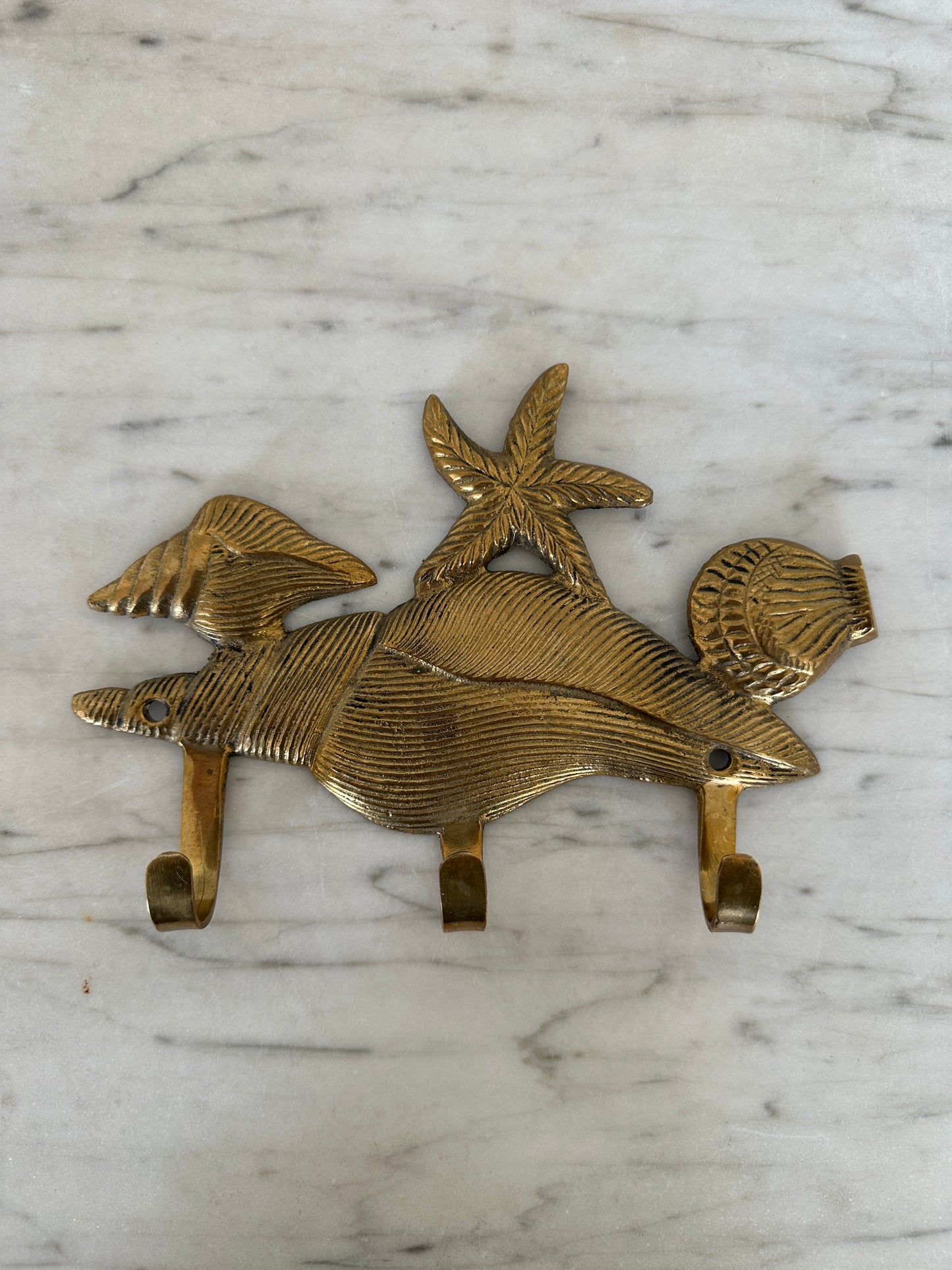 Vintage Brass Shell Hook