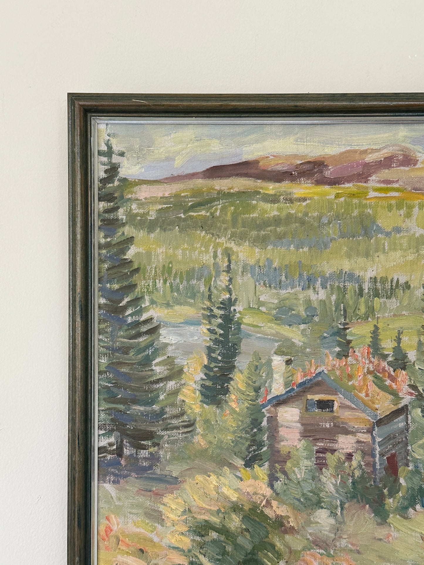 Summer Cabin in The Hills - Mid-Century Swedish Oil Painting, Signed