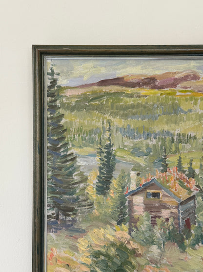 Summer Cabin in The Hills - Mid-Century Swedish Oil Painting, Signed