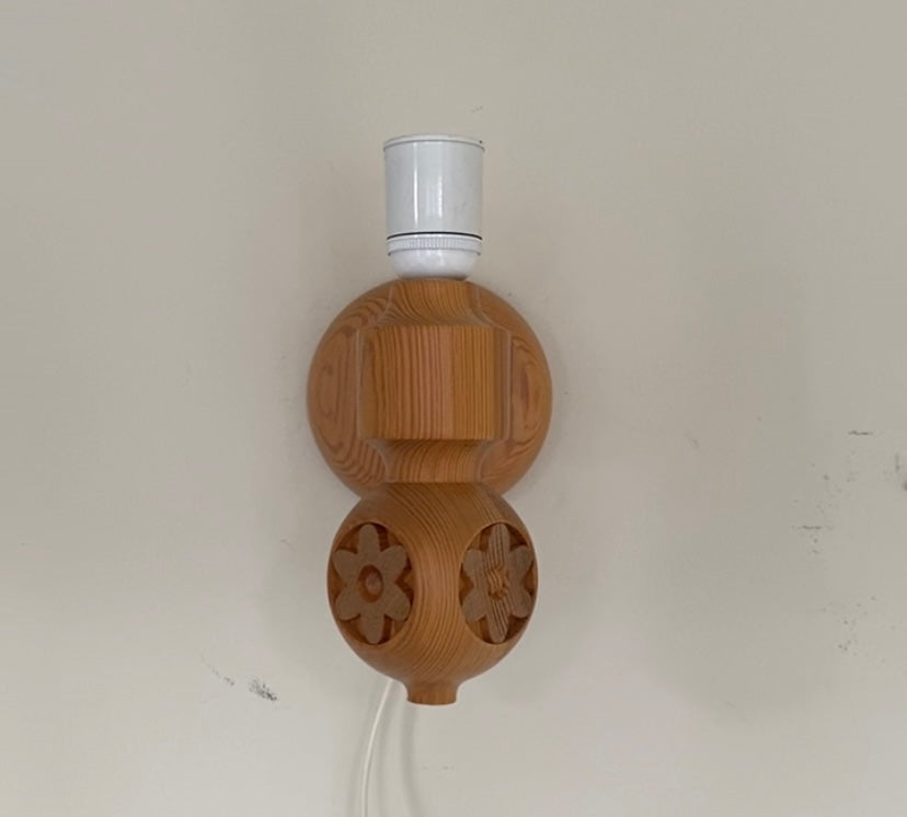 Swedish Vintage Pine Plug-in Wall Light