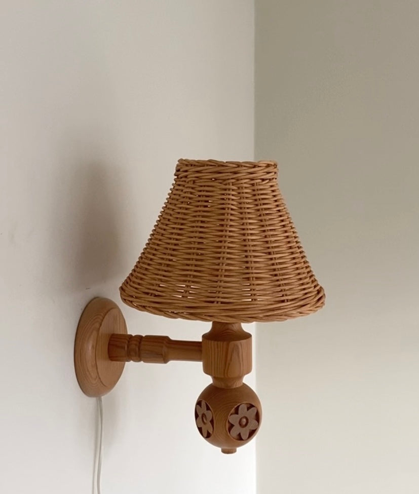 Swedish Vintage Pine Plug-in Wall Light