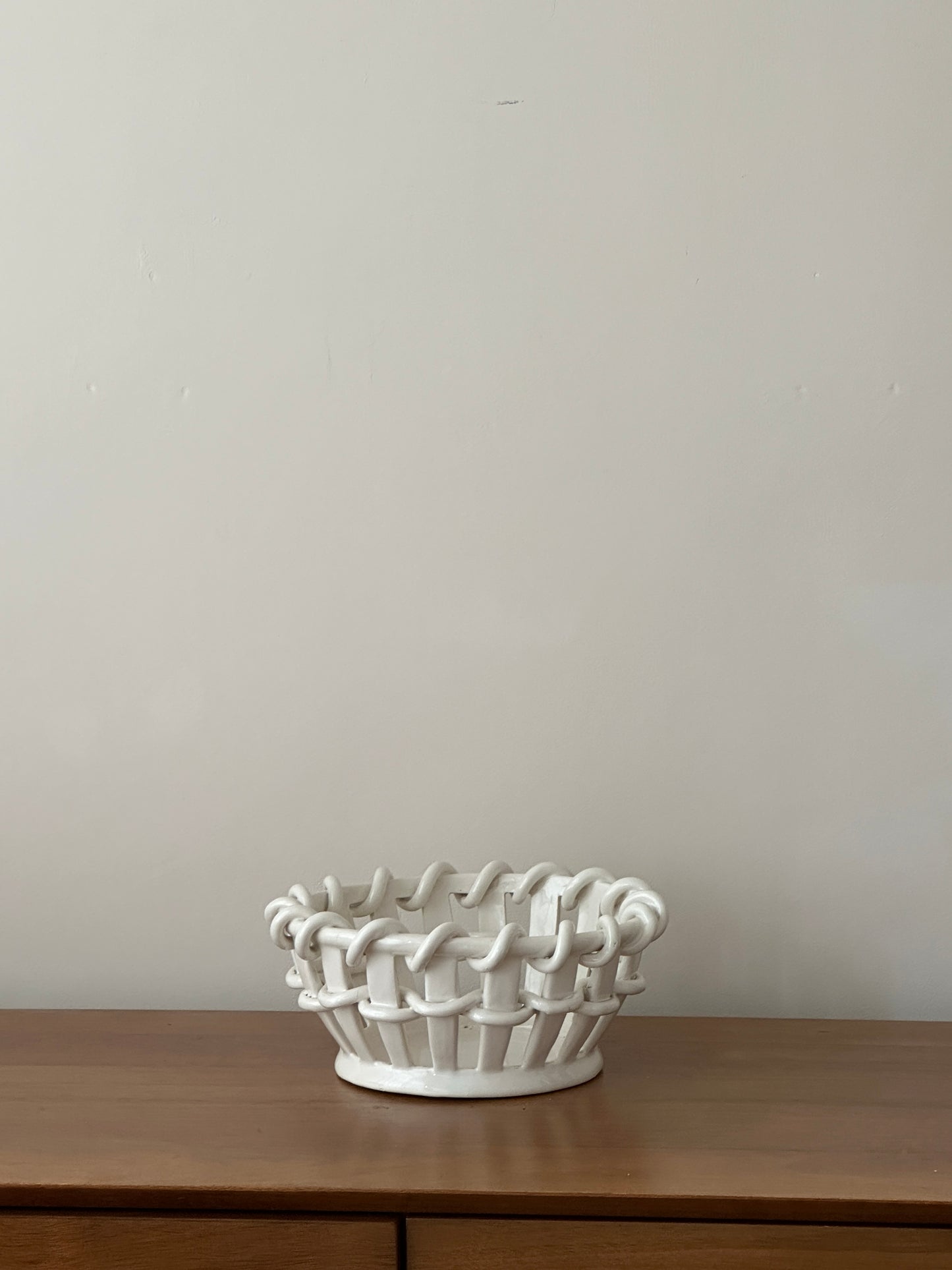 Vintage French Ceramic Woven Bowl attributed to Emile Tessier