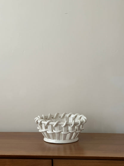 Vintage French Ceramic Woven Bowl attributed to Emile Tessier