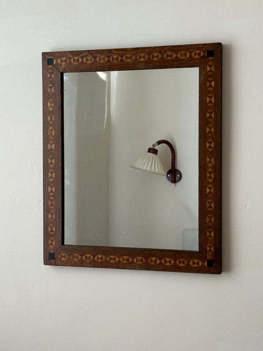 Vintage Marquetry Rectangular Mirror