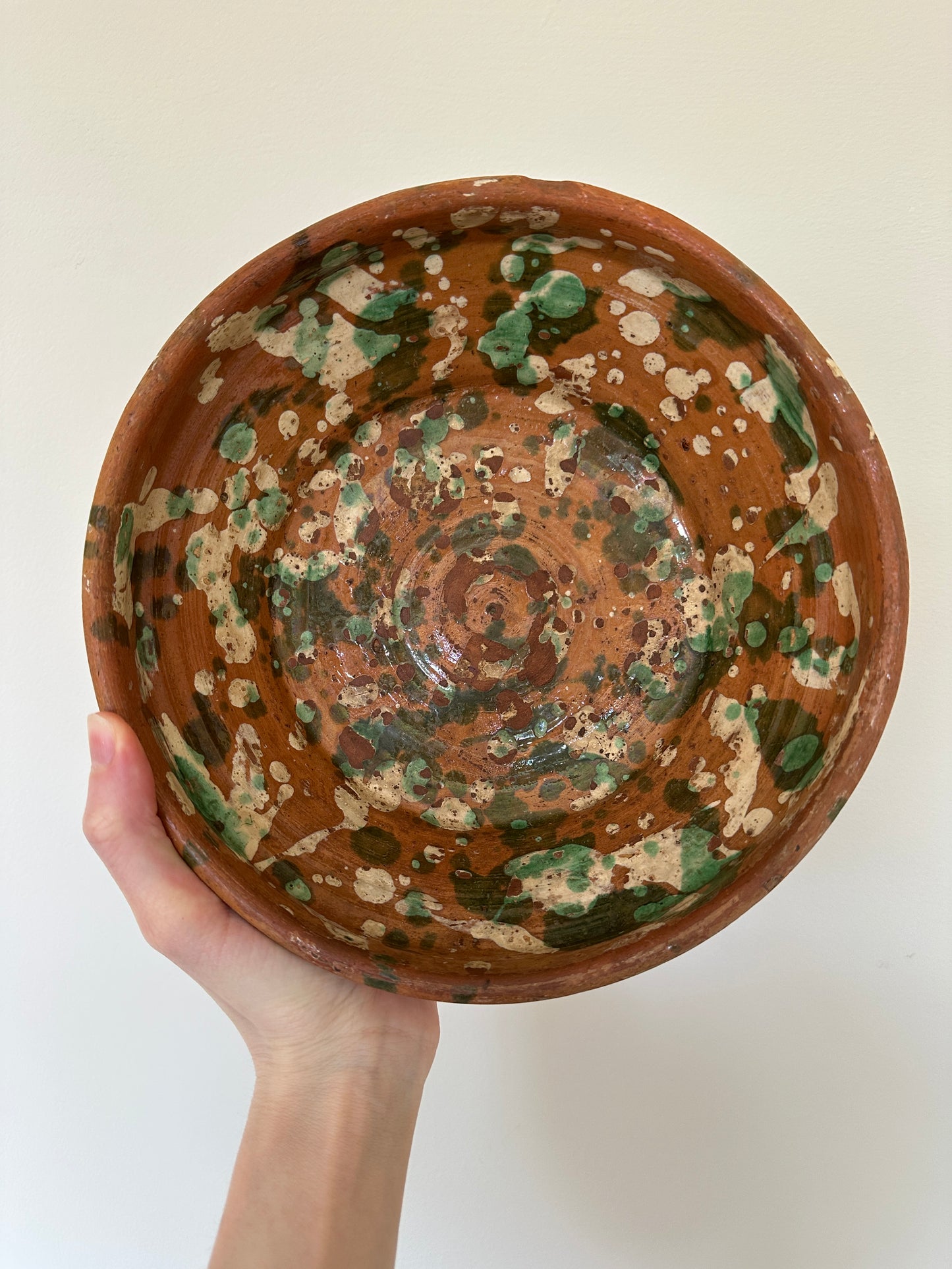 Splatterware Terracotta Serving Bowl