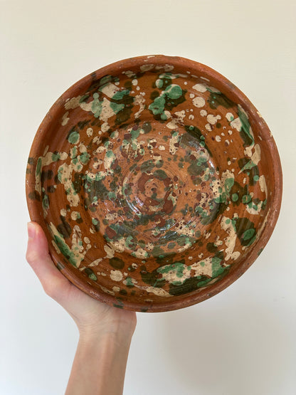 Splatterware Terracotta Serving Bowl