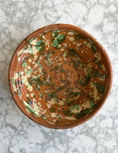 Splatterware Terracotta Serving Bowl