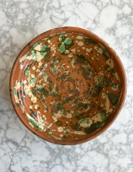 Splatterware Terracotta Serving Bowl