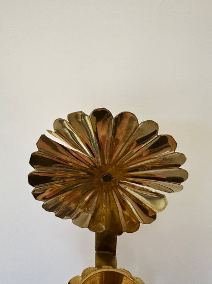 Vintage Swedish Brass Flower Tealight Wall Sconce