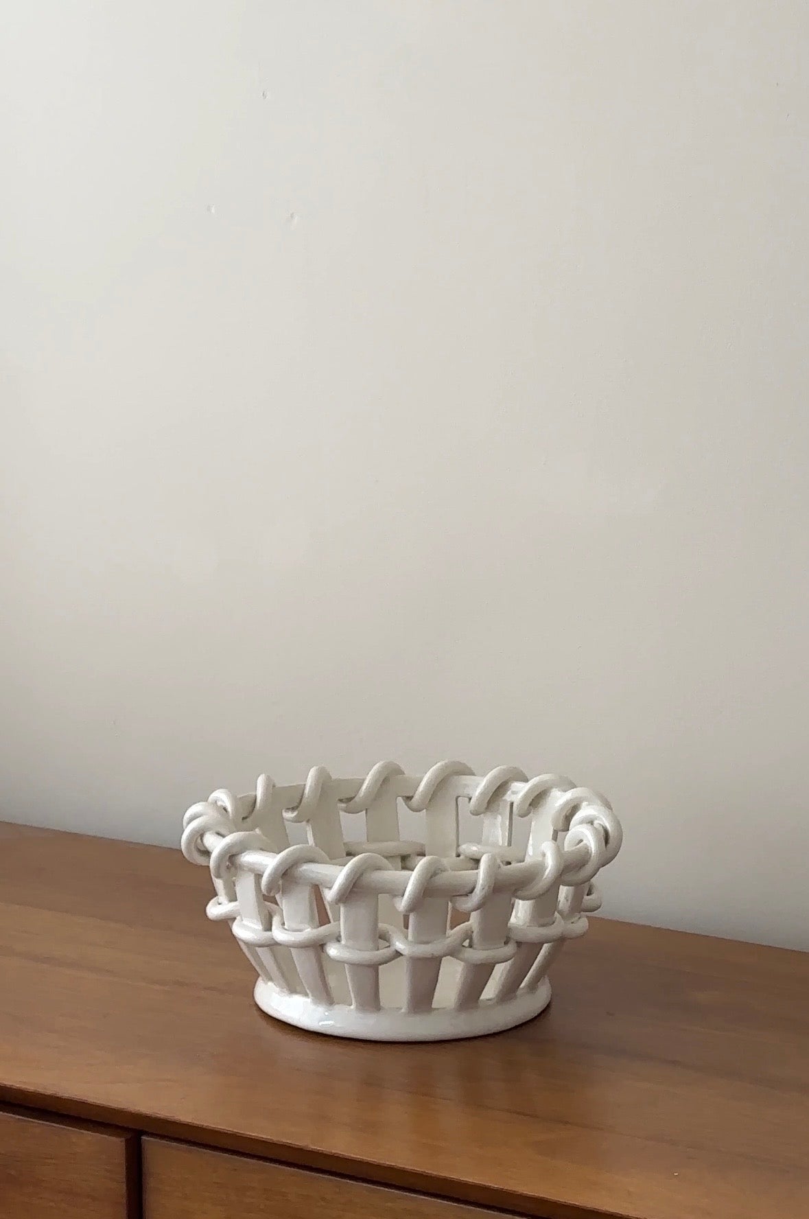 Vintage French Ceramic Woven Bowl attributed to Emile Tessier
