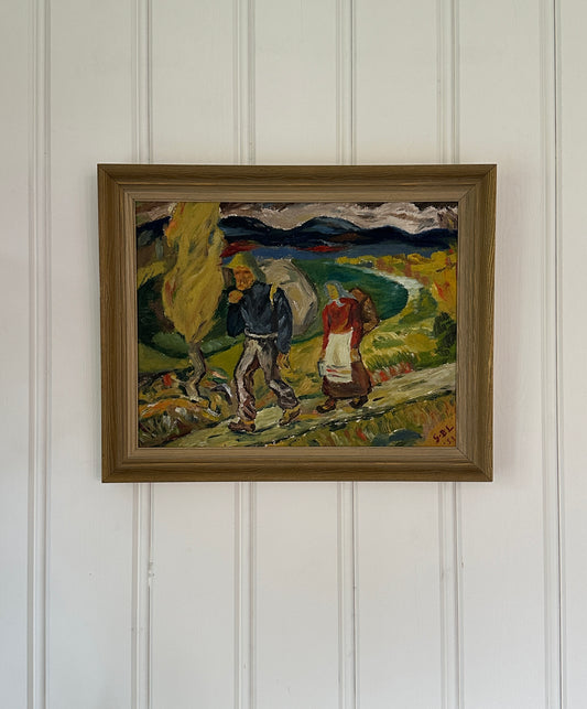 The Road Home, Swedish Oil Painting, Signed and Dated