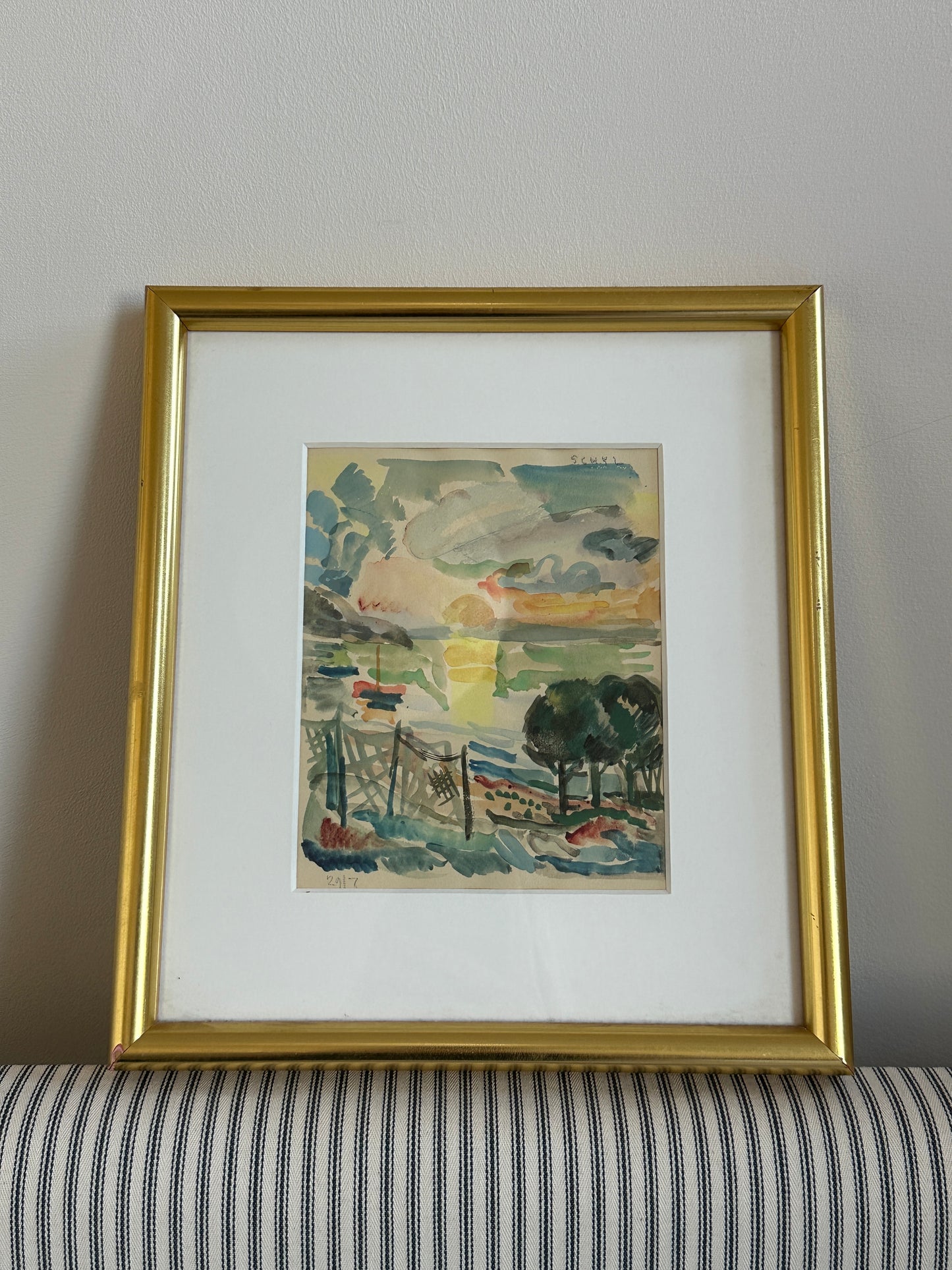 Sunset, Swedish Framed Watercolour, Signed & Dated