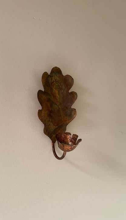 Vintage Copper Oak Leaf Swedish Sconce