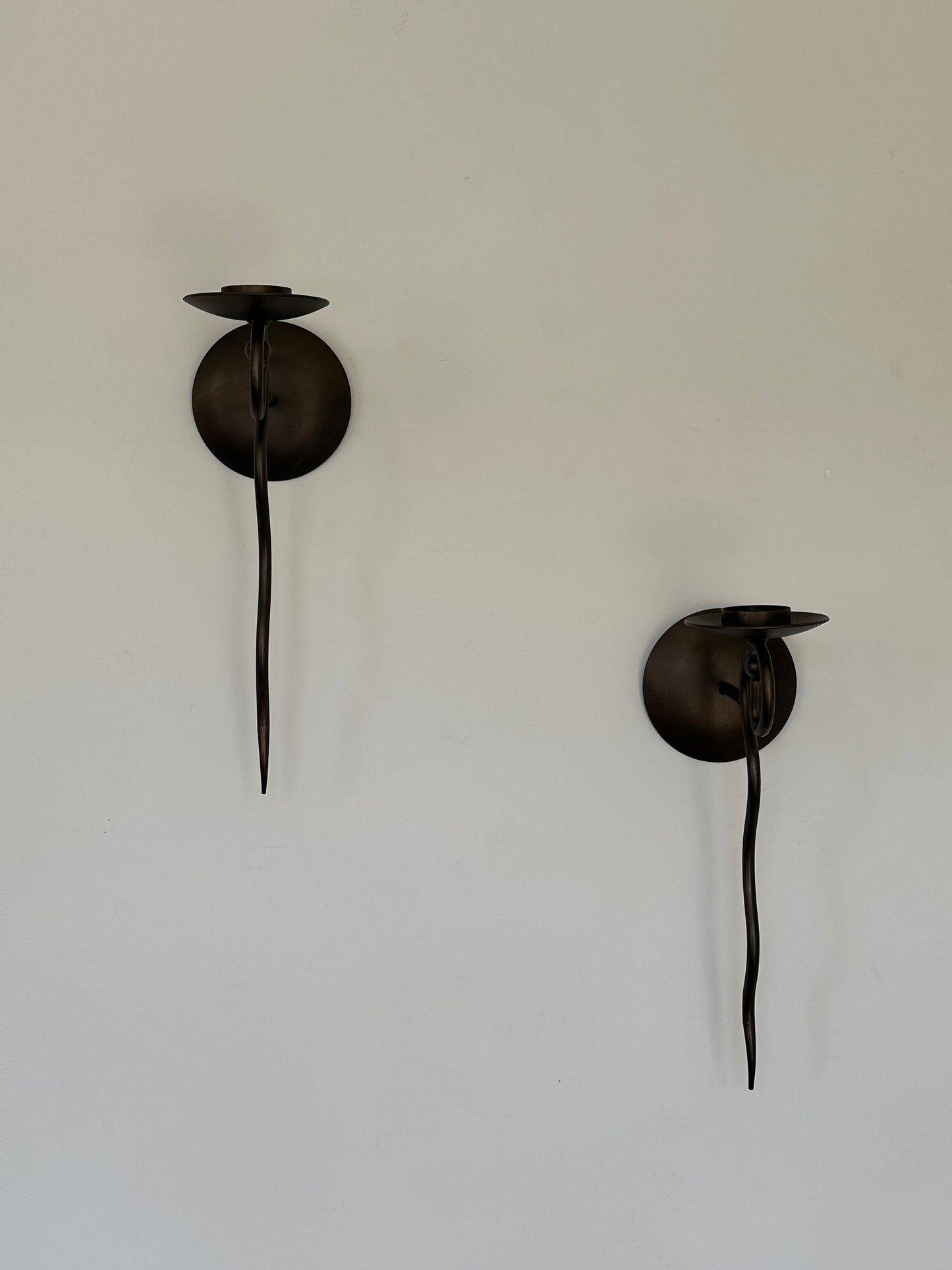 Pair Of Vintage Wrought Iron Spiral Wall Sconces