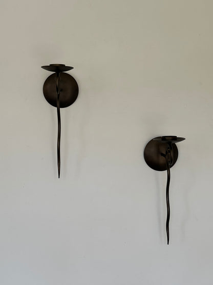 Pair Of Vintage Wrought Iron Spiral Wall Sconces
