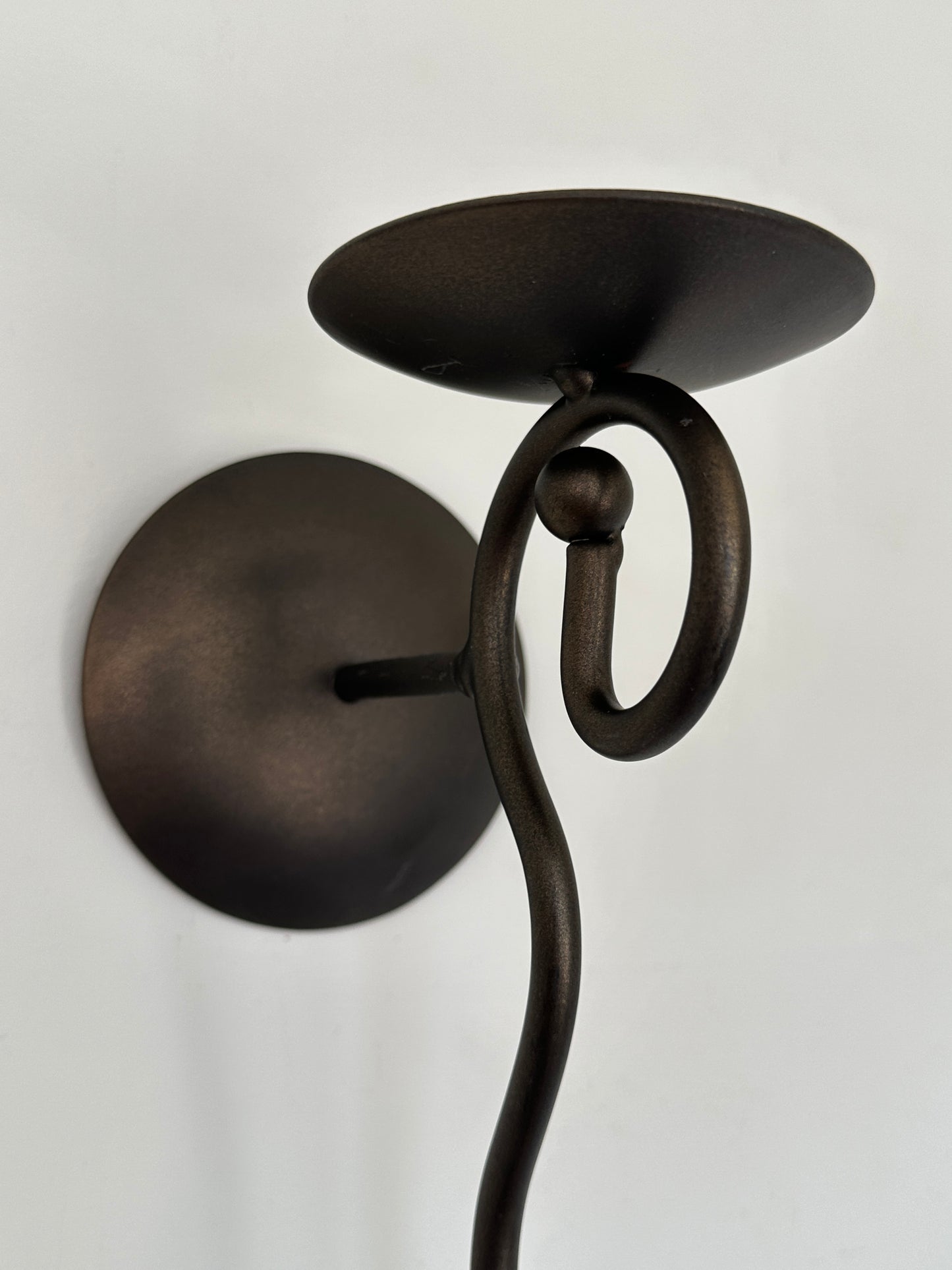 Pair Of Vintage Wrought Iron Spiral Wall Sconces