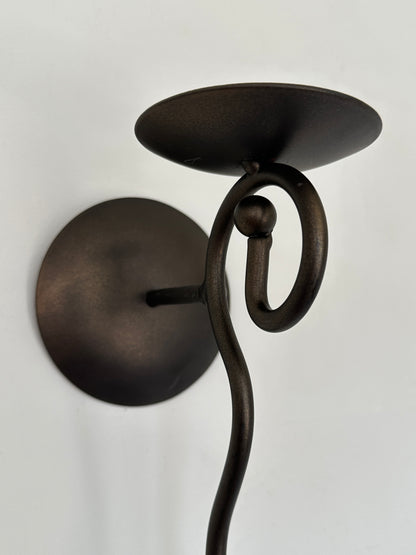 Pair Of Vintage Wrought Iron Spiral Wall Sconces
