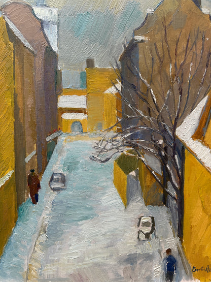 Yellow Houses, Swedish Oil on Canvas, Signed & Dated