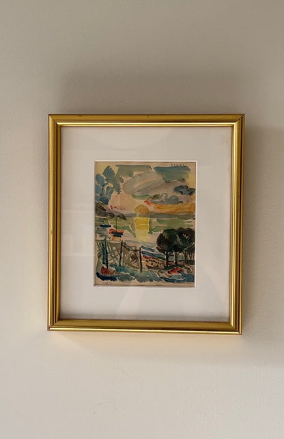 Sunset, Swedish Framed Watercolour, Signed & Dated