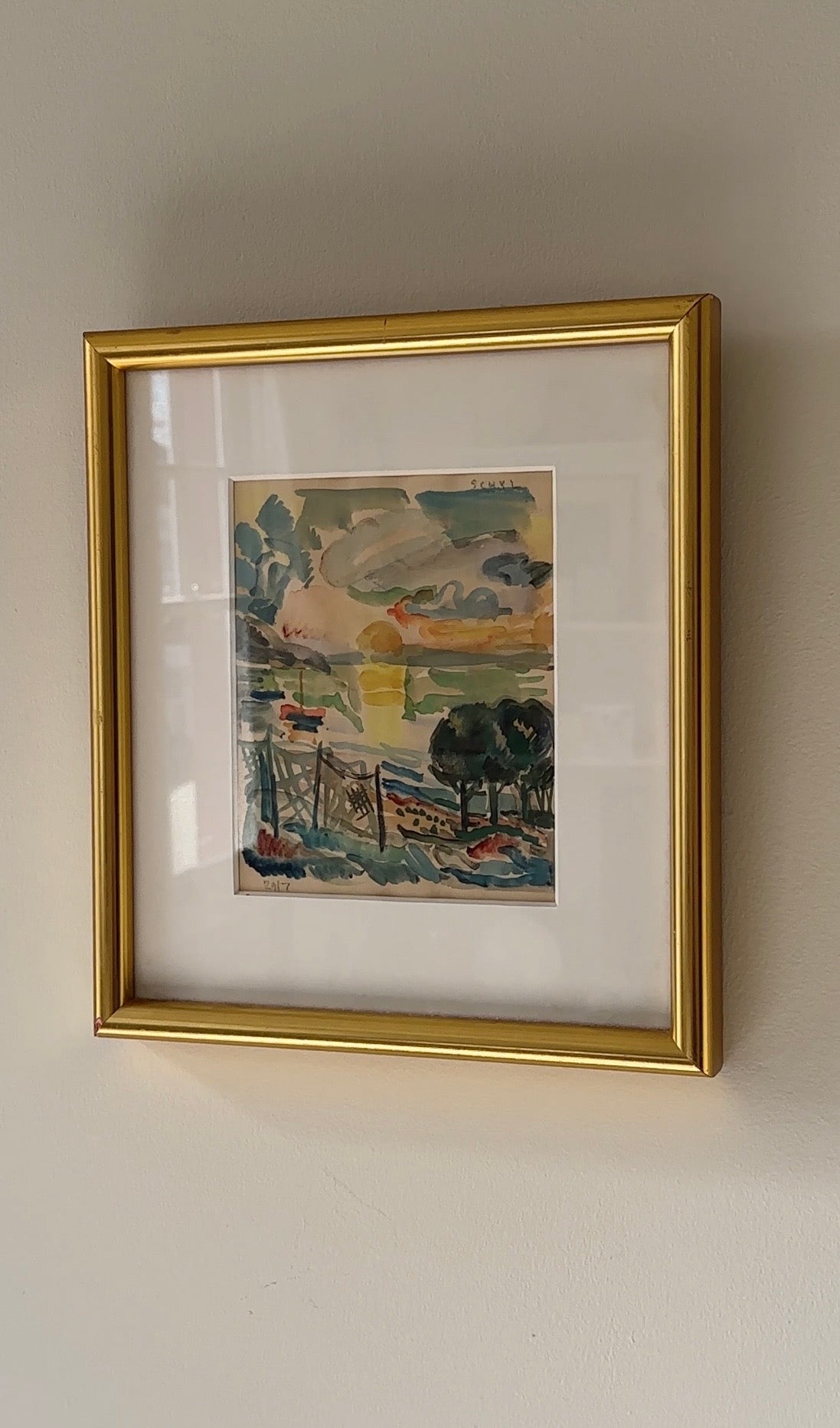 Sunset, Swedish Framed Watercolour, Signed & Dated