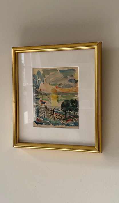 Sunset, Swedish Framed Watercolour, Signed & Dated