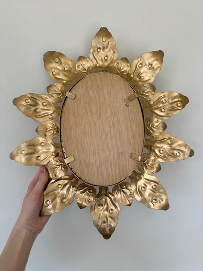 Vintage Swedish Gold Sunburst Mirror