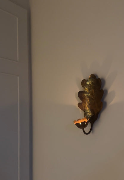 Vintage Copper Oak Leaf Swedish Sconce