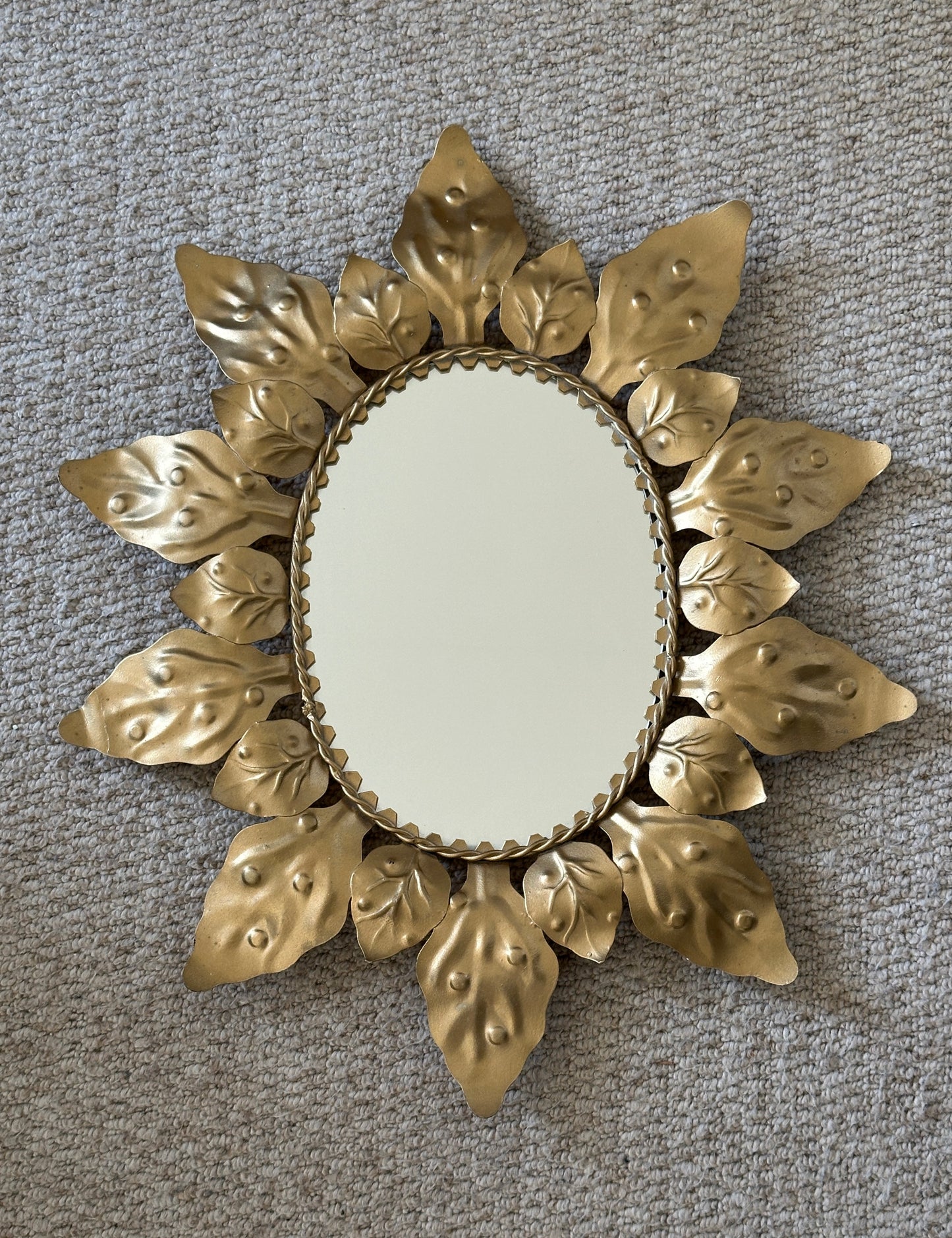 Vintage Swedish Gold Sunburst Mirror
