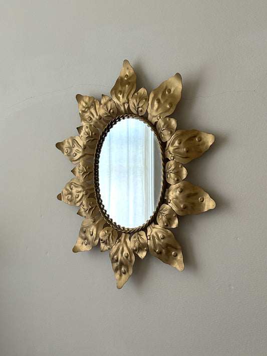Vintage Swedish Gold Sunburst Mirror