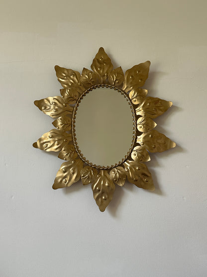 Vintage Swedish Gold Sunburst Mirror