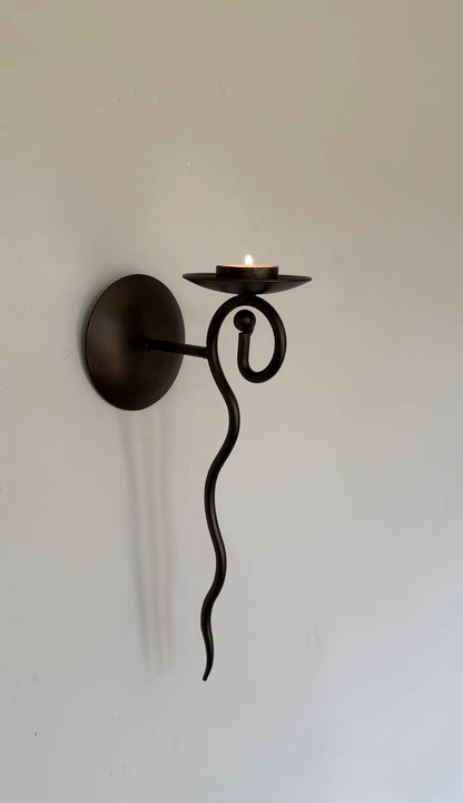 Pair Of Vintage Wrought Iron Spiral Wall Sconces