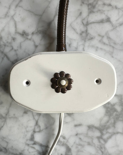 Vintage Swedish Wall Lights with Painted Wood Backplates & Brass Flower Switches