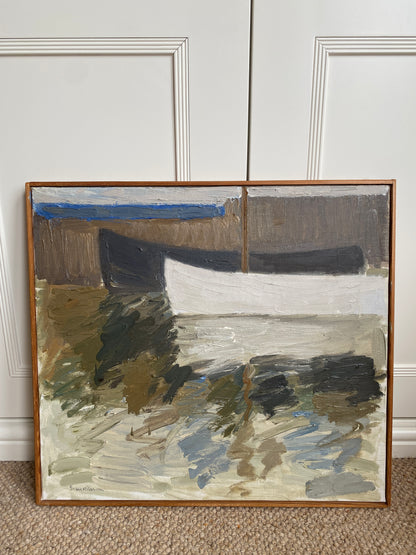 Sailboats, Swedish Mid-century Oil Painting, Signed