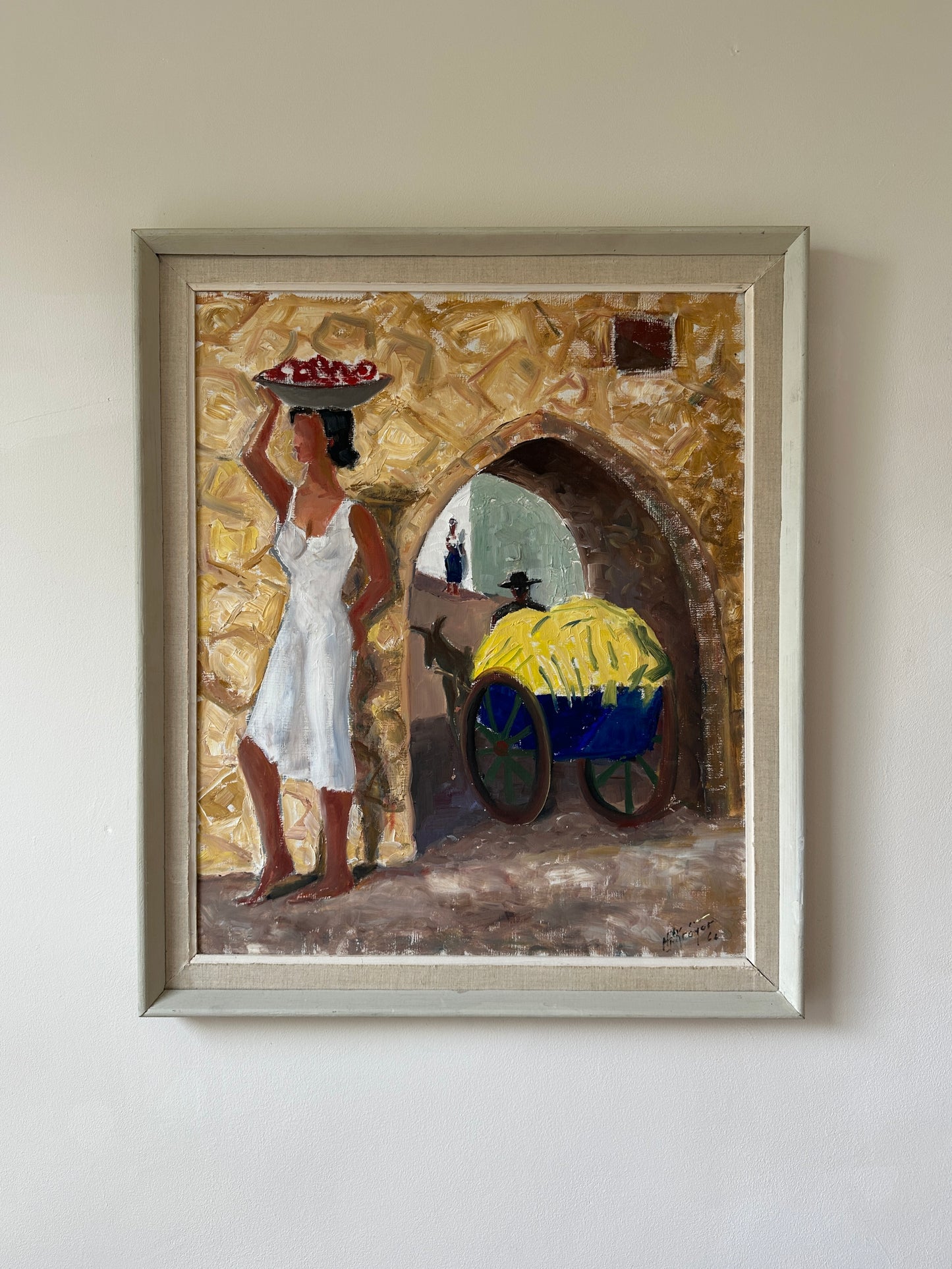 Market Day in Toledo, Swedish Mid-century Oil Painting, Signed & Dated