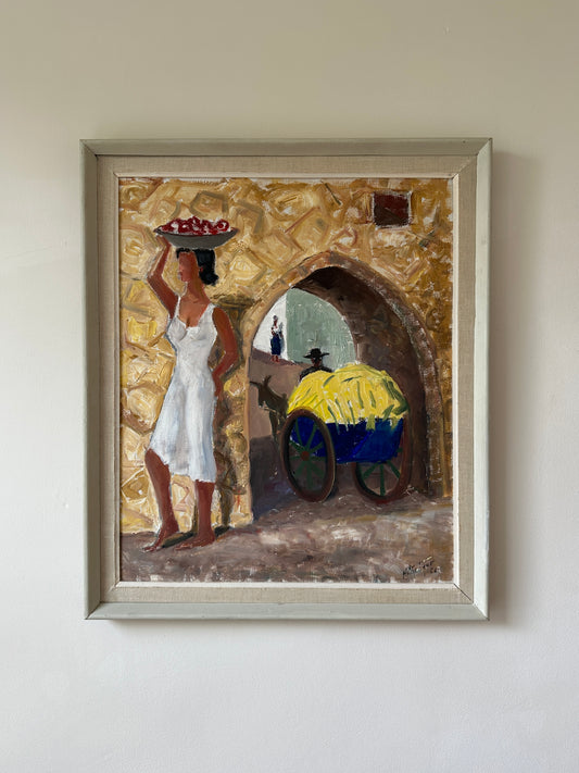 Market Day in Toledo, Swedish Mid-century Oil Painting, Signed & Dated