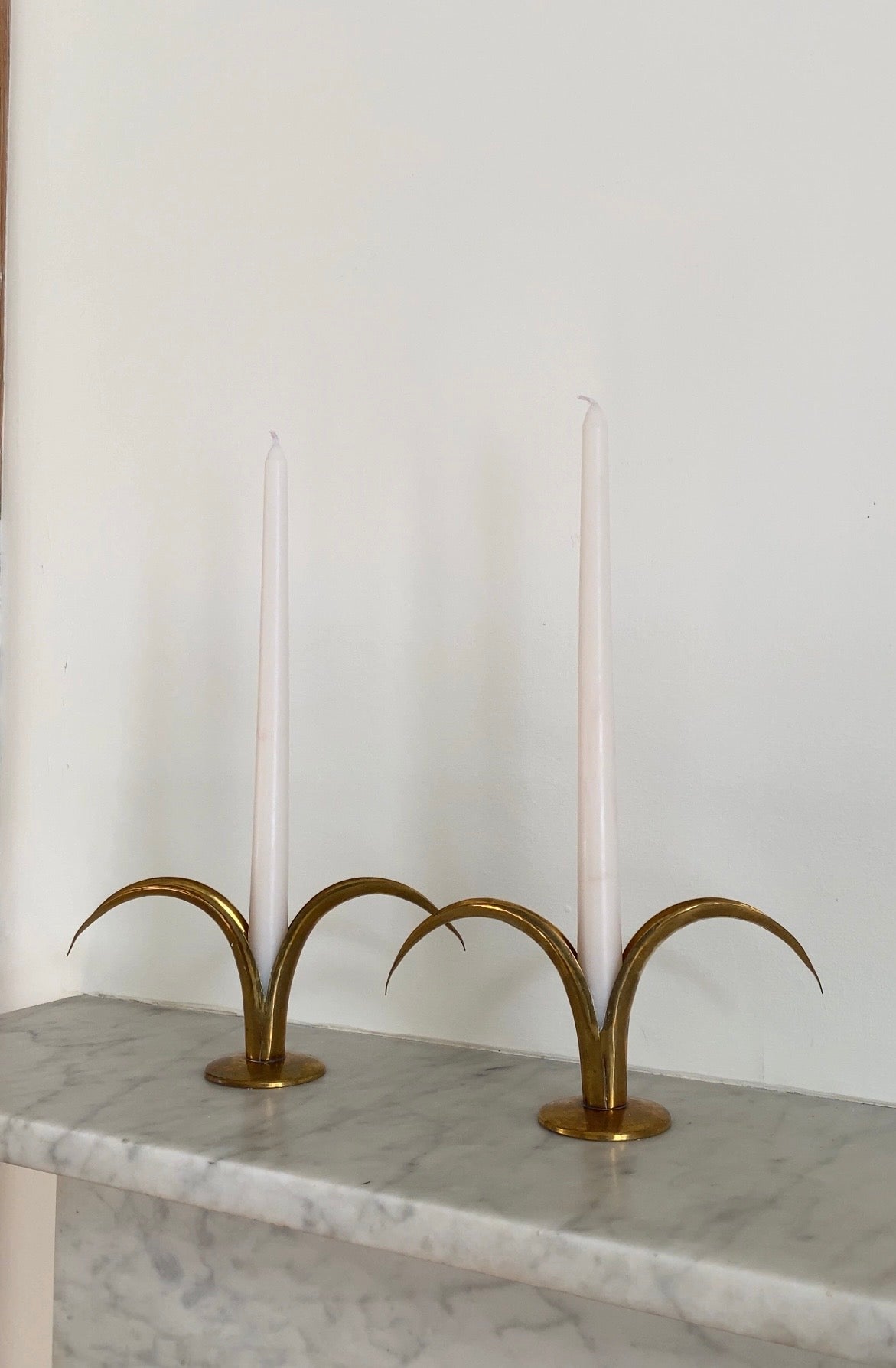 Vintage Mid-Century Brass Lily Candlestick Holders – Pair